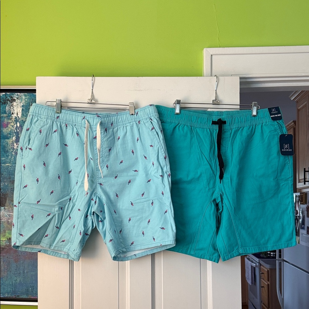 George Men's Light Blue and Teal Athletic Shorts